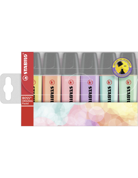 STABILO Boss Original Pastel evidenziatore 6 pz Punta smussata Lillà, Menta, Pesca, Rosa, Turchese, Giallo