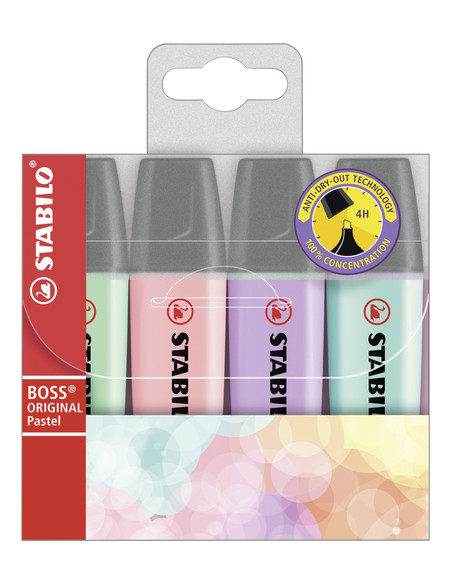 STABILO Evidenziatore - BOSS ORIGINAL Pastel - Astuccio da 4 - Colori assortiti