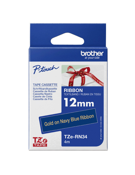 Brother TZE-RN34 nastro per etichettatrice Oro su blu navy