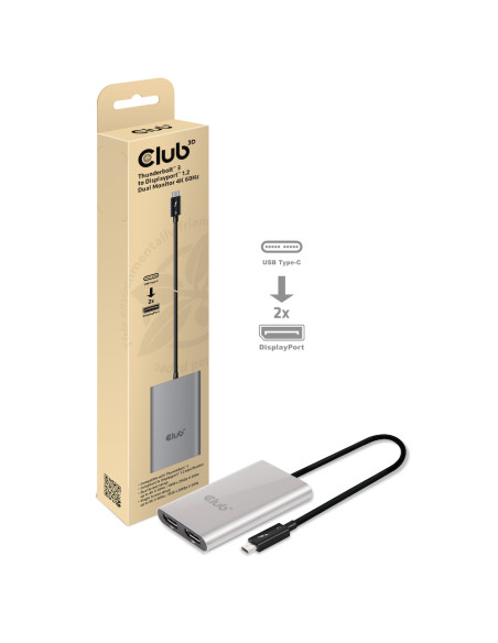 CLUB3D Thunderbolt™ 3 to Displayport™ 1.2 Dual Monitor 4K 60Hz