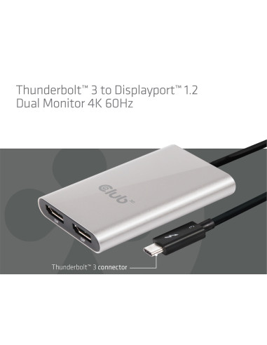 CLUB3D Thunderbolt™ 3 to Displayport™ 1.2 Dual Monitor 4K 60Hz