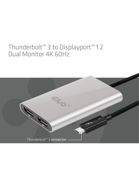 CLUB3D Thunderbolt™ 3 to Displayport™ 1.2 Dual Monitor 4K 60Hz