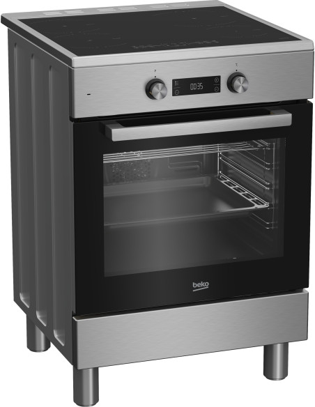 Beko Cucina a libera installazione inox, forno elettrico 6 funzioni, piano cottura induzione 4 zone, 60x60, Classe A