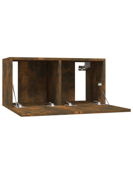 Mobili TV Parete 4 pz Rovere Fumo 60x30x30 cm Legno Multistrato