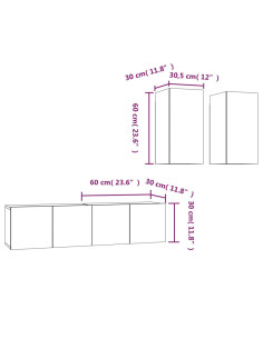 Set di Mobili Porta TV 4 pz Rovere Fumo in Legno Multistrato