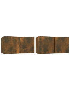 Mobili Porta TV Pensili 2 pz Rovere Fumo 60x30x30 cm 2