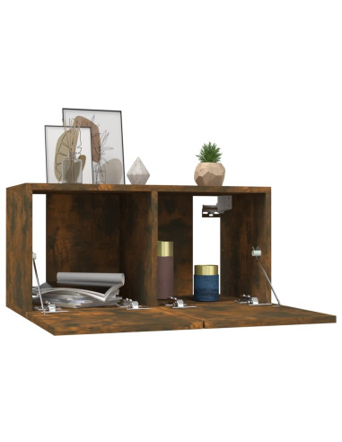 Mobili Porta TV Pensili 2 pz Rovere Fumo 60x30x30 cm