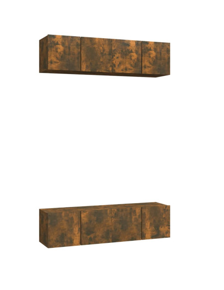 Mobili TV Parete 4 pz Rovere Fumo 60x30x30 cm Legno Multistrato