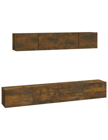 Set di Mobili Porta TV 4 pz Rovere Fumo in Legno Multistrato