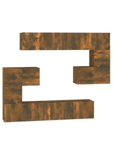 Mobile Porta TV a Parete Rovere Fumo in Legno Multistrato