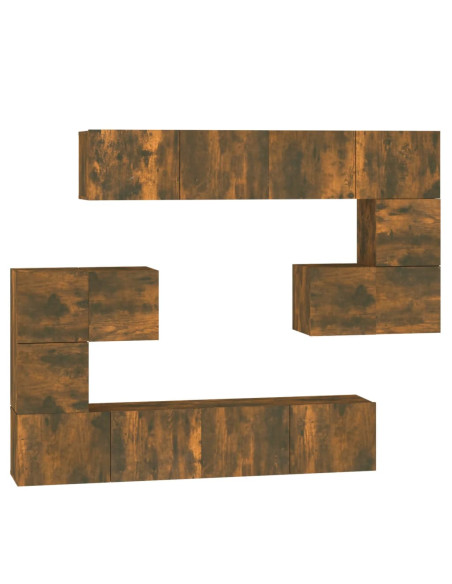 Mobile Porta TV a Parete Rovere Fumo in Legno Multistrato