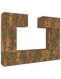 Set di Mobili Porta TV 6 pz Rovere Fumo in Legno Multistrato 2