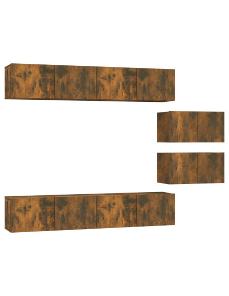 Set di Mobili Porta TV 6 pz Rovere Fumo in Legno Multistrato