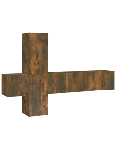 Set di Mobili Porta TV 5 pz Rovere Fumo in Legno Multistrato 2