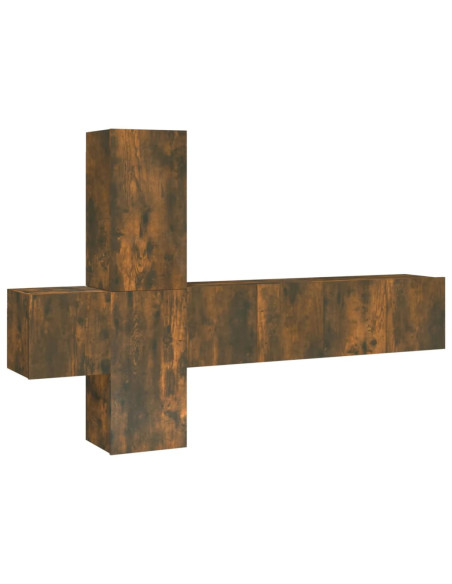 Set di Mobili Porta TV 5 pz Rovere Fumo in Legno Multistrato