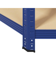 Mensola Angolare 5 Strati Blu in Acciaio e Legno Multistrato