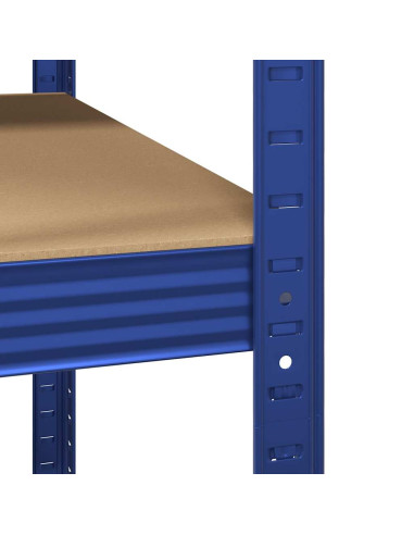 Mensola Angolare 5 Strati Blu in Acciaio e Legno Multistrato