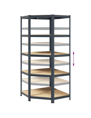 Mensola Angolare 5 Strati Antracite Acciaio e Legno Multistrato