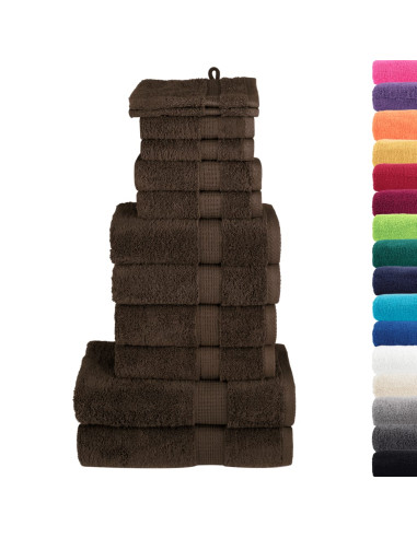 Set Asciugamani 12 pz Marroni 600 gsm 100% Cotone