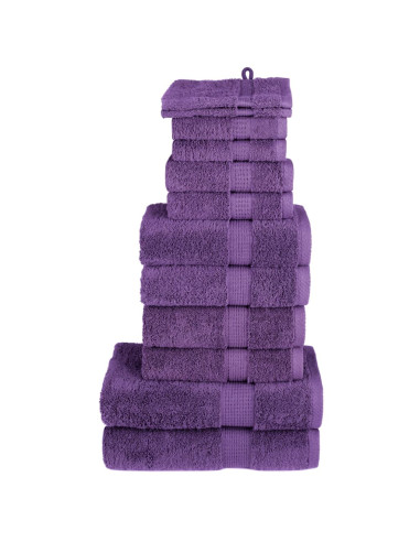 Set Asciugamani 12 pz Viola 600 gsm 100% Cotone