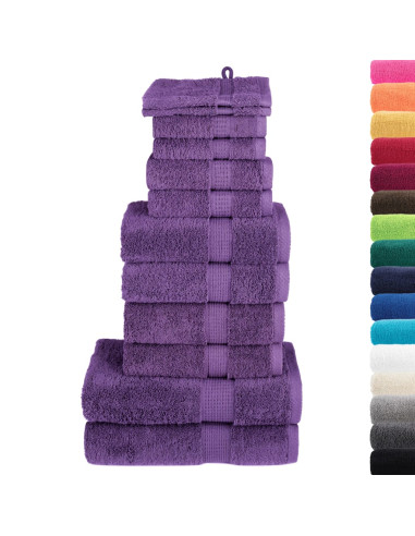 Set Asciugamani 12 pz Viola 600 gsm 100% Cotone