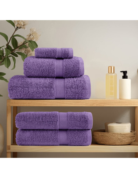 Set Asciugamani 12 pz Viola 600 gsm 100% Cotone