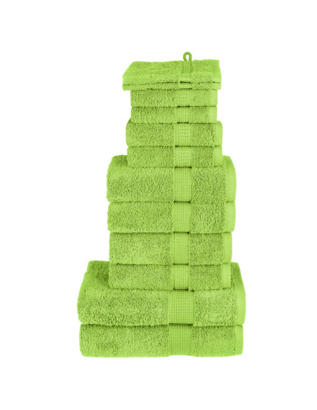 Set Asciugamani 12 pz Verde Mela 600 gsm 100% Cotone