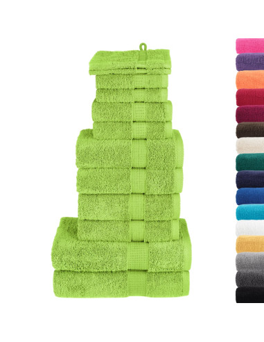 Set Asciugamani 12 pz Verde Mela 600 gsm 100% Cotone