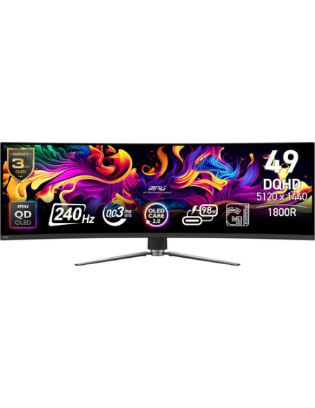 MSI MPG 491CQPX QD-OLED Monitor PC 124,5 cm (49") 5120 x 1440 Pixel Dual QHD Nero