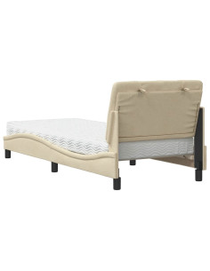Letto con Materasso Crema 90x190 cm in Tessuto 2