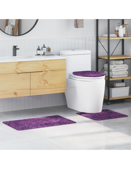 Set di 3 tappetini da bagno viola in polipropilene antiscivolo