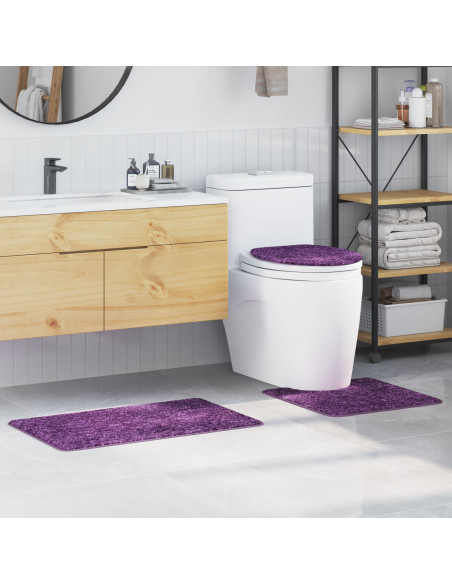 Set di 3 tappetini da bagno viola in polipropilene antiscivolo