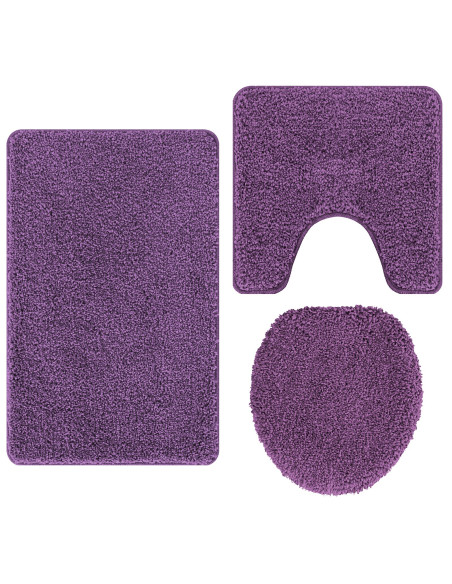 Set di 3 tappetini da bagno viola in polipropilene antiscivolo