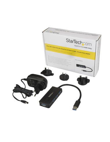 StarTech.com Hub USB 3.0 a 4 porte - Mini Hub USB con porta di ricarica - Include Adattatore di Alimentazione