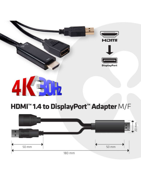 CLUB3D HDMI™ to DisplayPort™ Adapter Male/Female