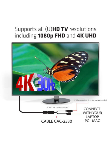 CLUB3D HDMI™ to DisplayPort™ Adapter Male/Female