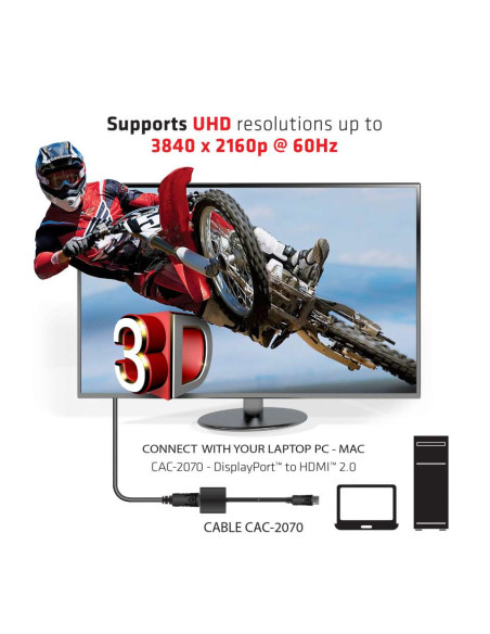 CLUB3D DisplayPort 1.2 a HDMI 2.0 UHD Adaptador Activo