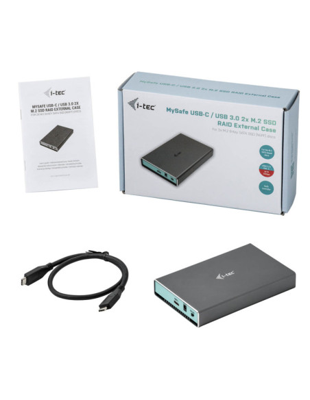 i-tec CAMYSAFEDUALM2 contenitore di unità di archiviazione Box esterno SSD Alluminio M.2