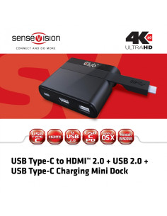 CLUB3D USB Type-C to HDMI™ 2.0 + USB 2.0 + USB Type-C Charging Mini Dock 2