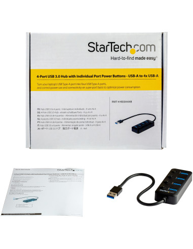 StarTech.com Hub USB 3.0 a 4 porte - 4x USB-A con Swith On/Off Individuale