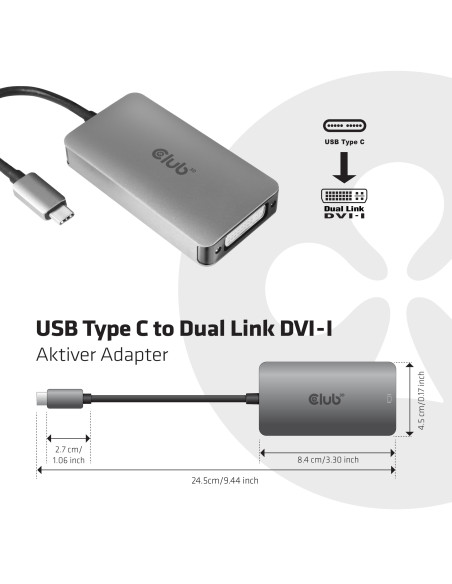 CLUB3D cac-1510 USB C DVI-D Dual link Grigio
