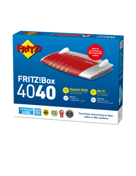 FRITZ!Box Box 4040 router wireless Gigabit Ethernet Dual-band (2.4 GHz/5 GHz) Rosso