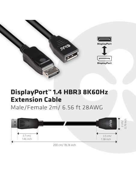CLUB3D CAC-1022 cavo e adattatore video 2 m Displayport 1.4 Nero