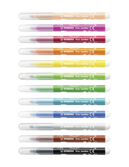 STABILO Trio Jumbo marcatore Nero, Blu, Marrone, Verde, Ciano chiaro, Verde chiaro, Arancione, Pesca, Rosa, Rosso, Bianco, Giall