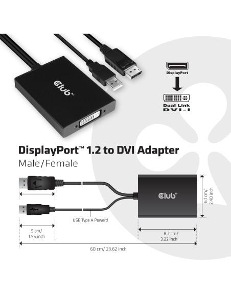 CLUB3D cac-1010 Displayport/usb DVI-I Daul link Nero, Bianco
