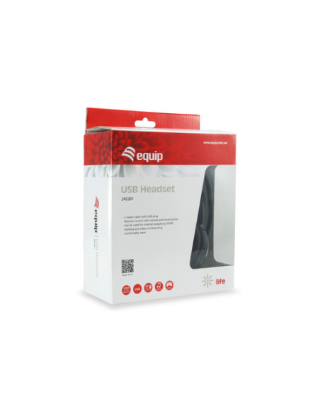 Equip 245301 Auricolare Cablato A Padiglione Musica e Chiamate USB tipo A Nero