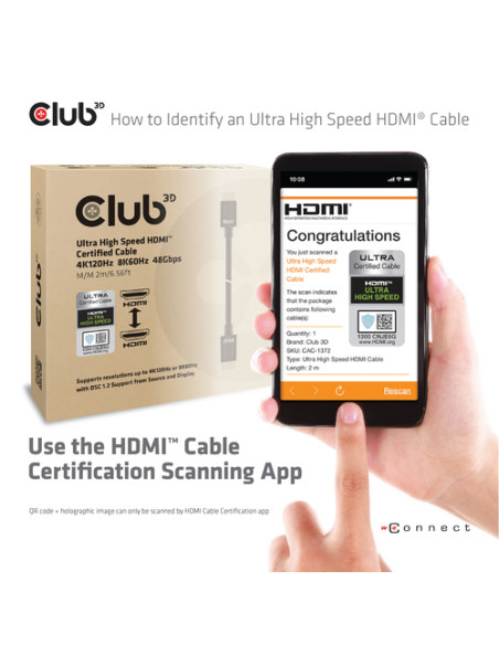 CLUB3D cac-1373 cavo HDMI 3 m Nero
