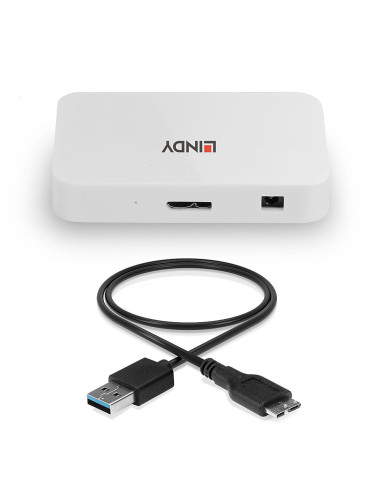 Lindy 43143 hub di interfaccia USB 3.2 Gen 1 (3.1 Gen 1) Type-A 5000 Mbit/s Bianco