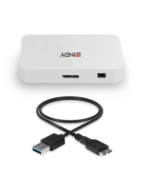 Lindy 43143 hub di interfaccia USB 3.2 Gen 1 (3.1 Gen 1) Type-A 5000 Mbit/s Bianco