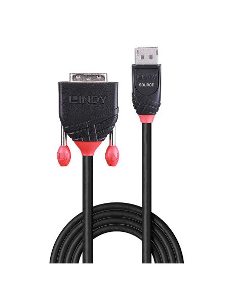 Lindy 41491 cavo e adattatore video 2 m DisplayPort DVI-D Nero